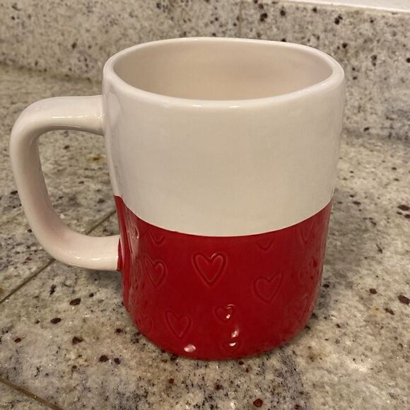 NWT Rae Dunn XOXO 2 Color Hearts Valentine’s Day Coffee Mug Cup - Picture 6 of 11